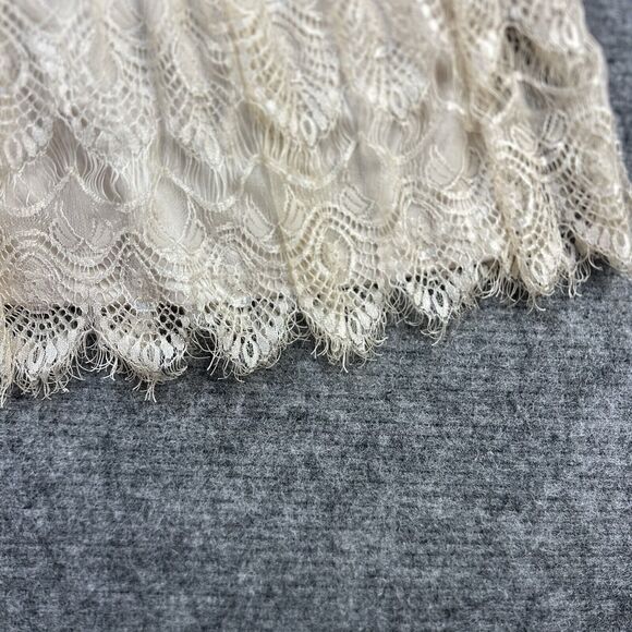 ANTHROPOLOGIE Pins and Needles Dress Women Medium Cream Sparkle Lace Stretch - Picture 8 of 14